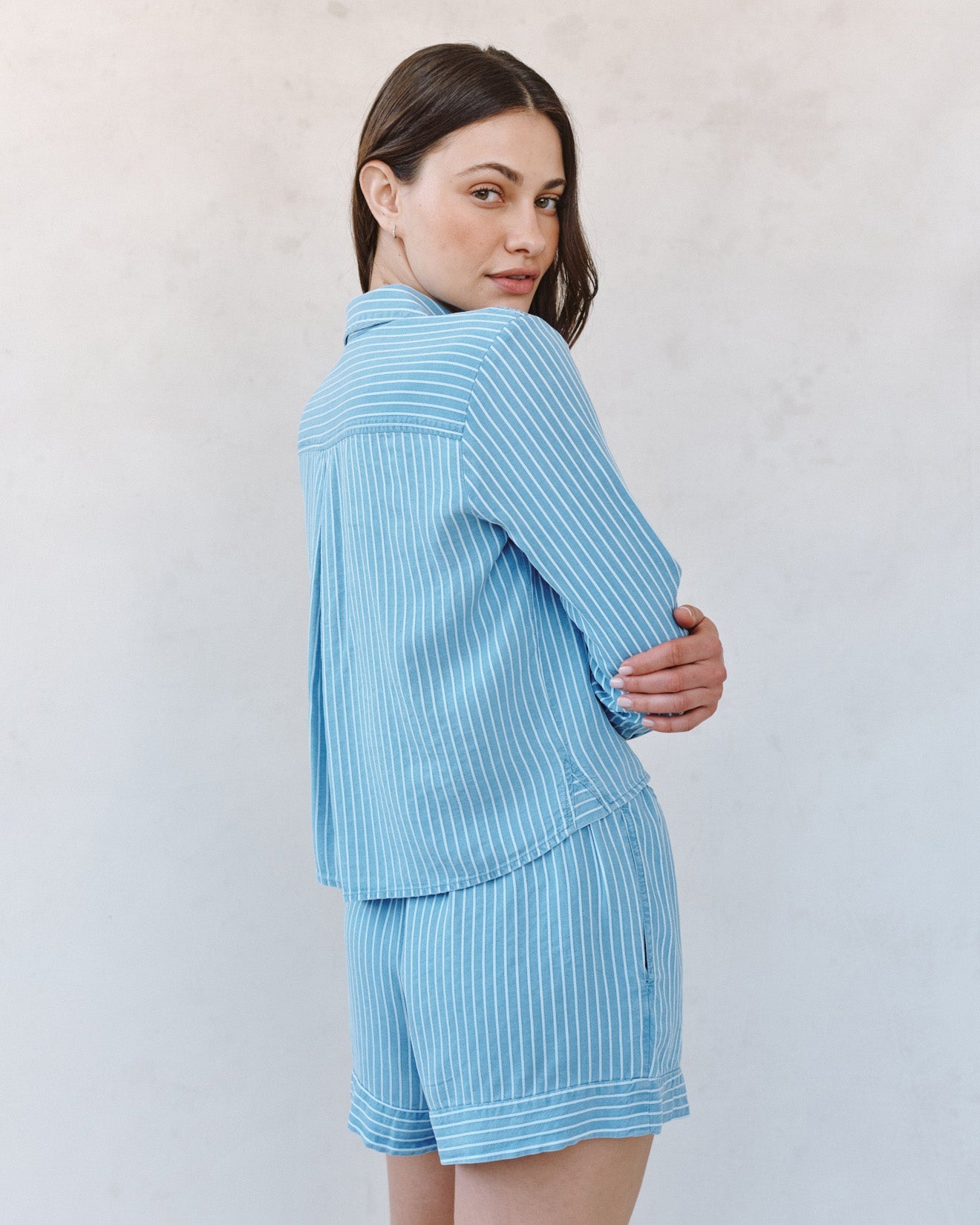 Print Your PostMixed Stripe Button Down Shirt - Coastal Stripe WashTops