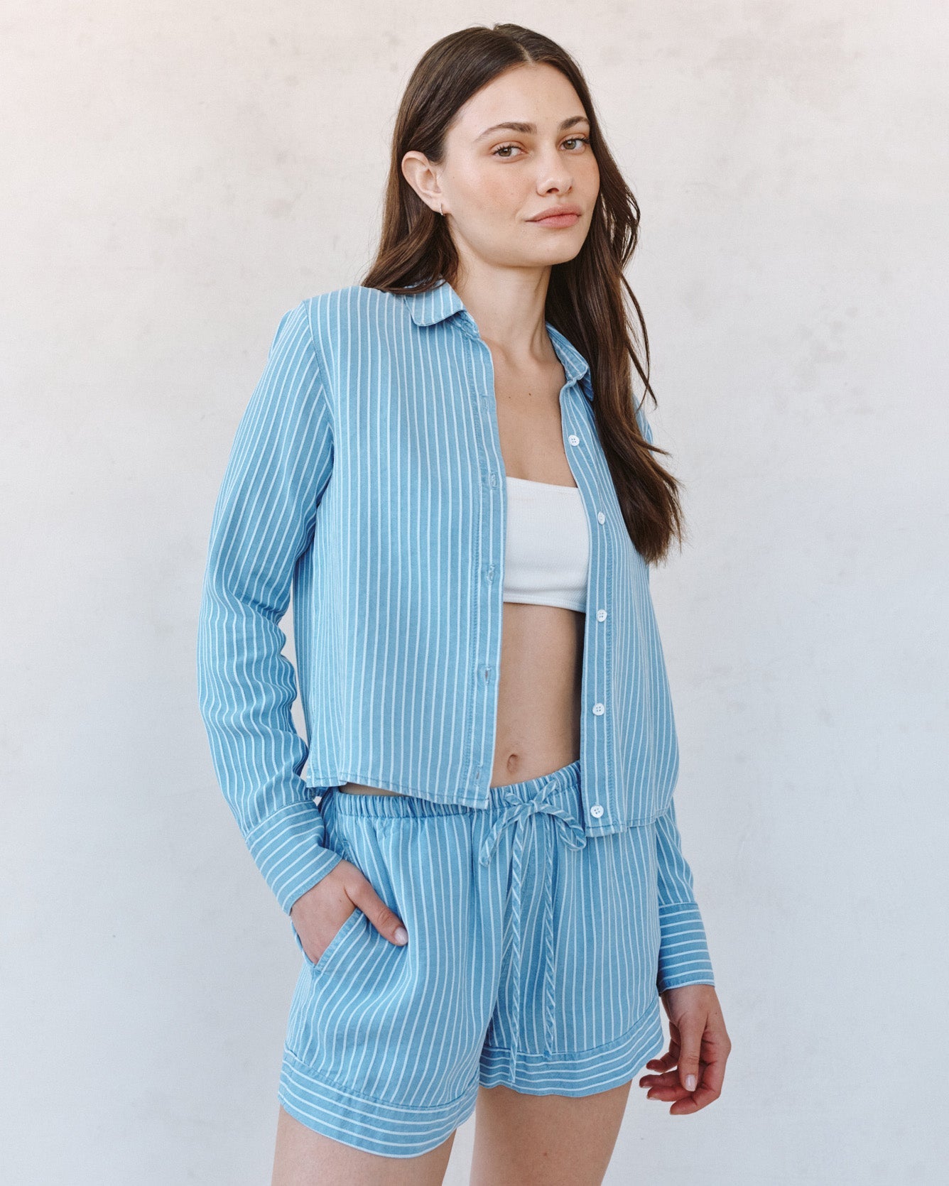 Print Your PostMixed Stripe Button Down Shirt - Coastal Stripe WashTops