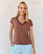 Print Your PostMixed V Neck Tee - Mocha CloudTops