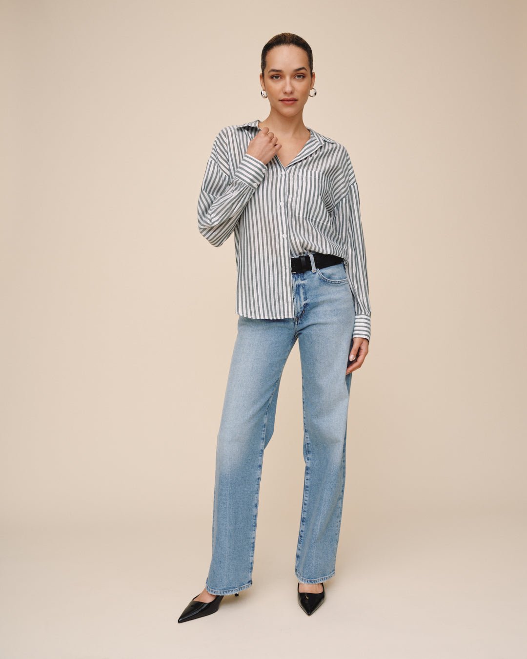 Print Your PostOversize Pocket Shirt - Shimmer OliveTops