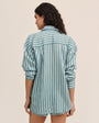 Print Your PostOversized Button Down - Emerald Surf StripeTops