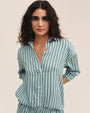 Print Your PostOversized Button Down - Emerald Surf StripeTops