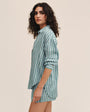Print Your PostOversized Button Down - Emerald Surf StripeTops