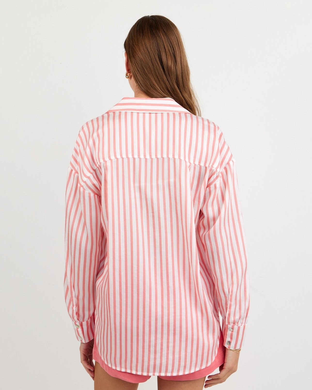 Print Your PostOversized Button Down - Wild Coral StripeTops