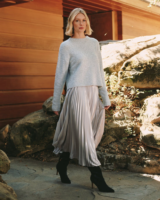 Print Your Post Pleated Skirt - Silver Shimmer