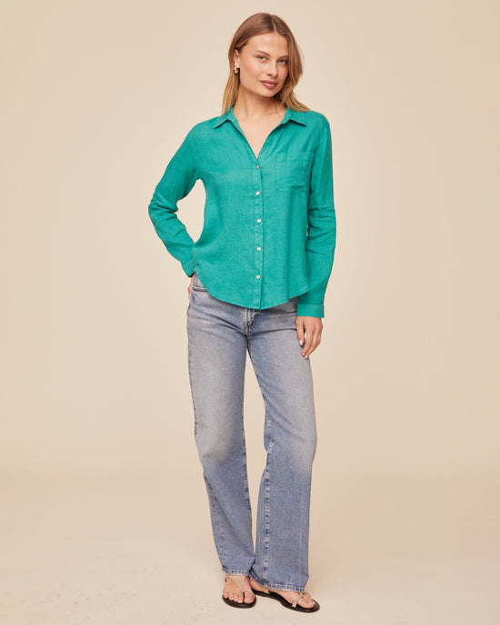 Print Your Post Pocket Button Down - Aqua Green