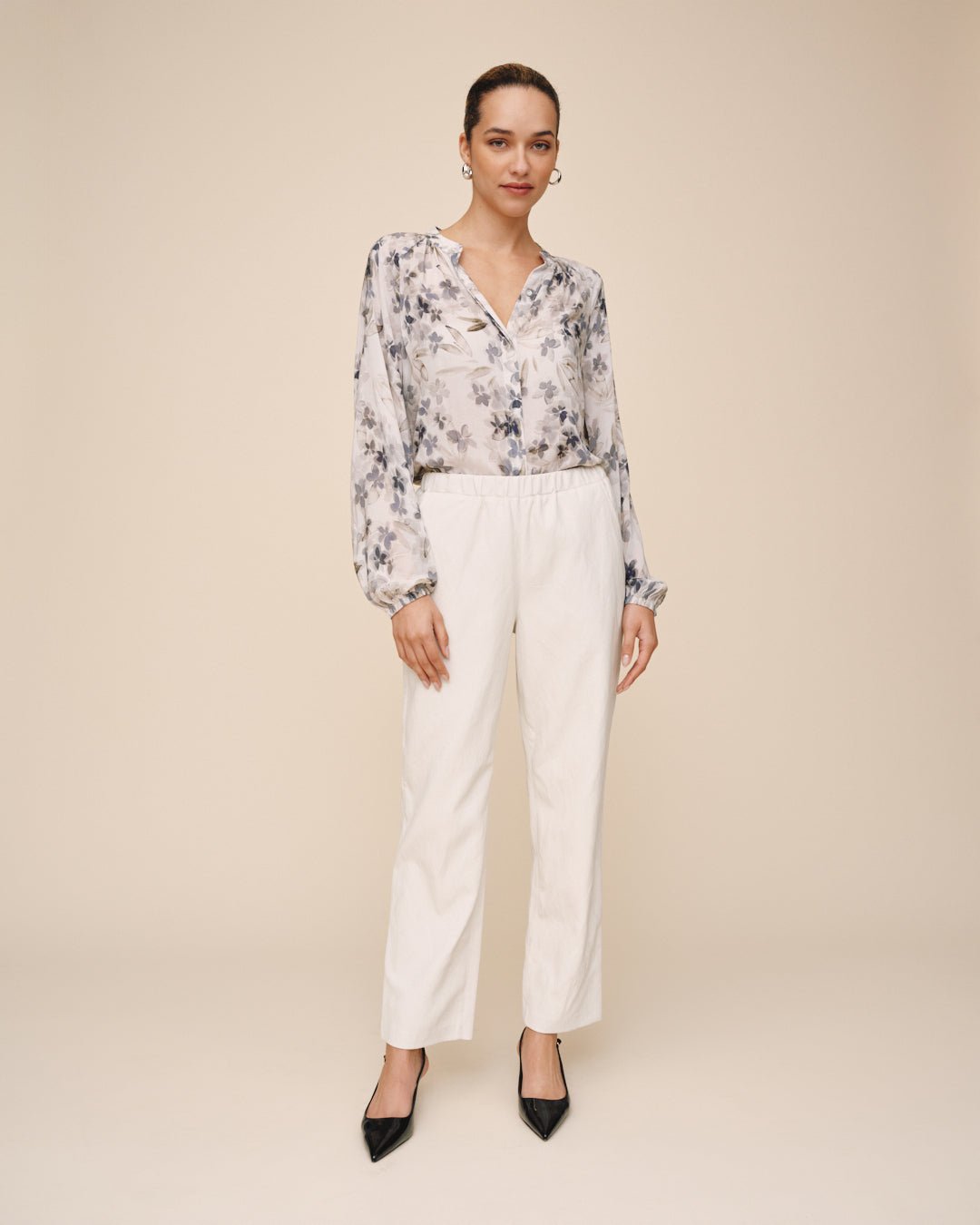 Print Your PostPull On Elastic Waist Trouser - Winter WhitePants