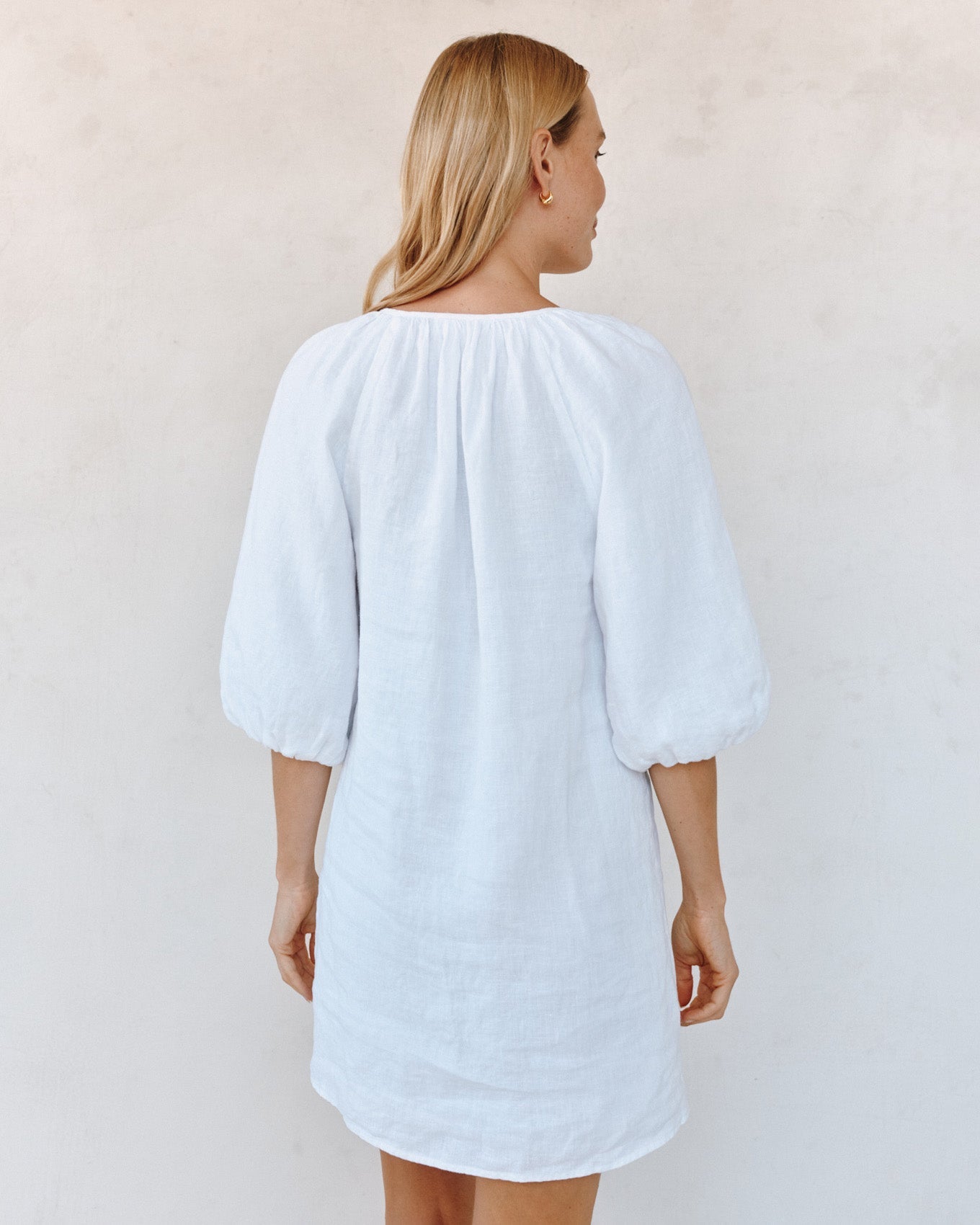 Print Your PostPullover Puff Sleeve Dress - WhiteDresses