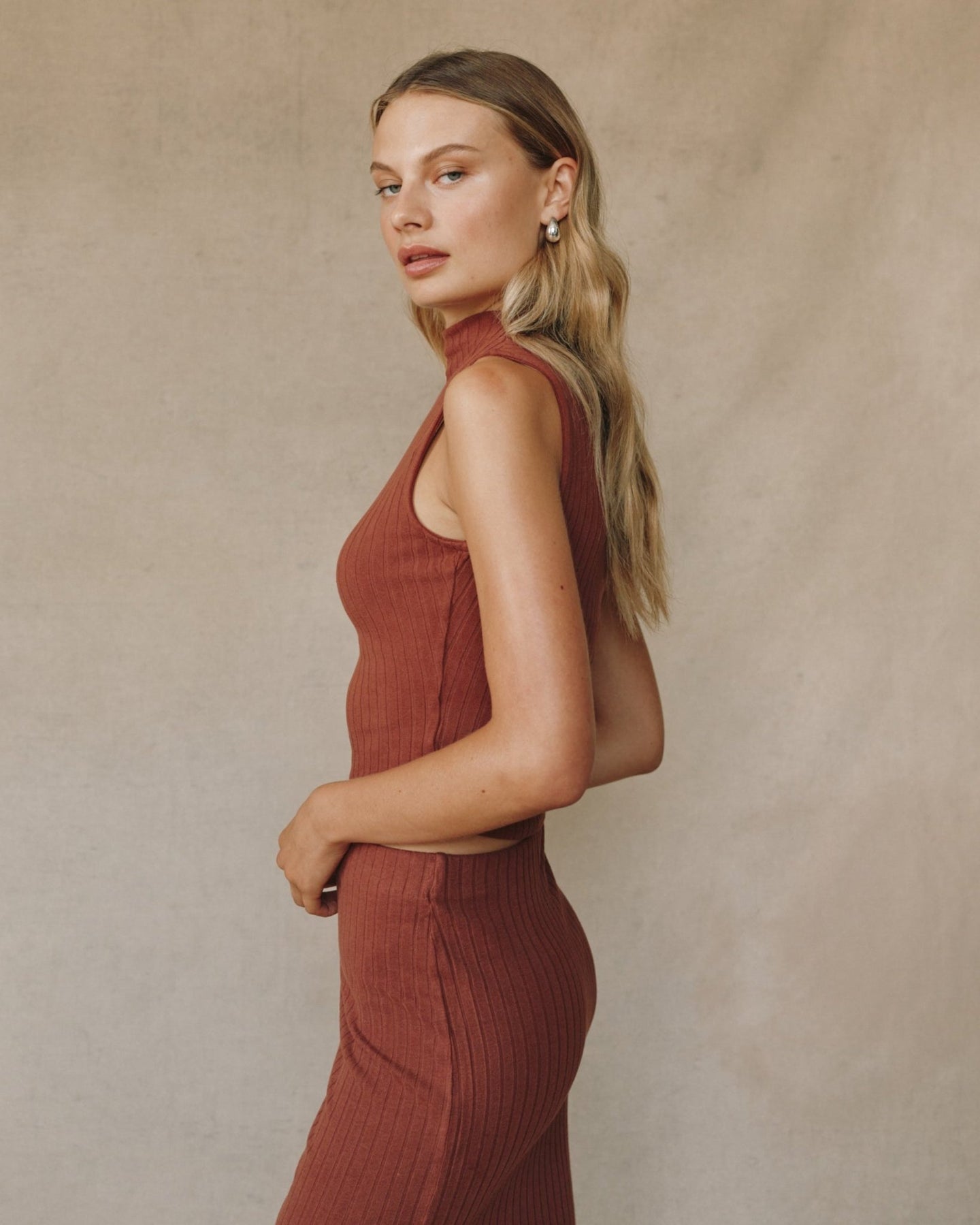 Print Your PostRib Mock Neck Top - Autumn AmberTops