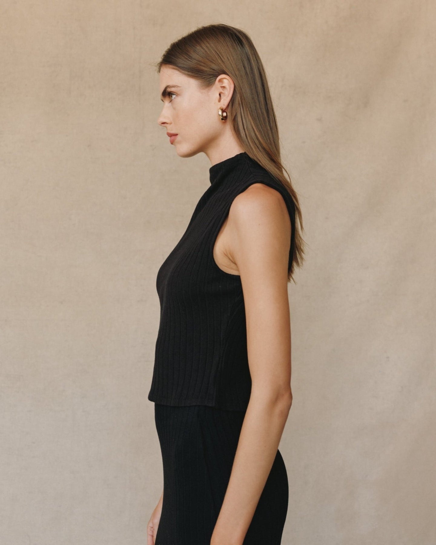 Print Your PostRib Mock Neck Top - BlackTops