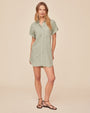 Print Your PostRoll Sleeve Pocket Shirt Dress - Oasis GreenDresses