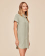 Print Your PostRoll Sleeve Pocket Shirt Dress - Oasis GreenDresses