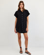 Print Your PostRoll Sleeve Pocket Shirt Dress - Vintage BlackDresses