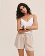 Print Your PostRuffle Waist Short - Linen SandShorts