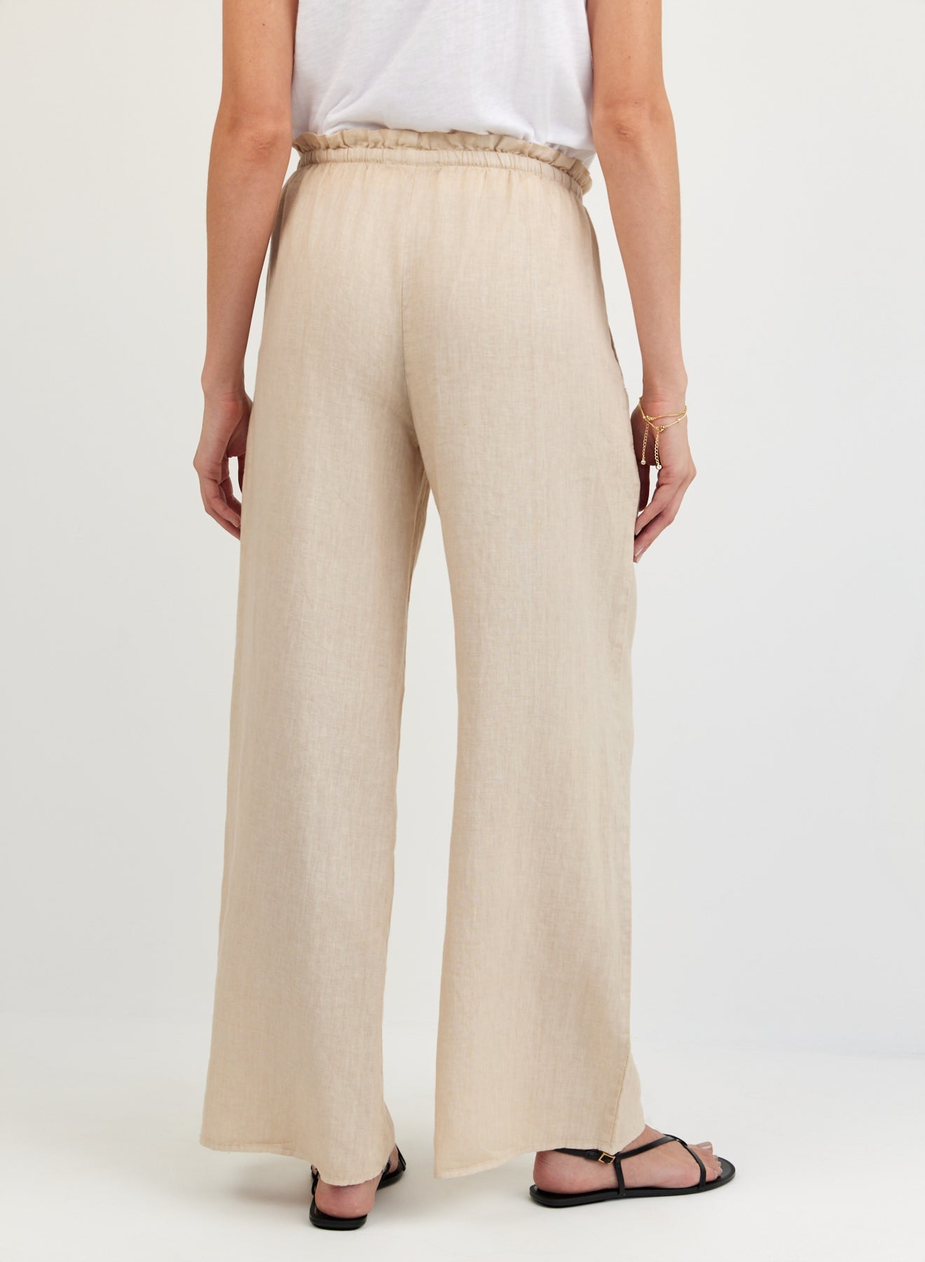 Print Your PostRuffle Waist Wide Leg Pant - Linen SandPants
