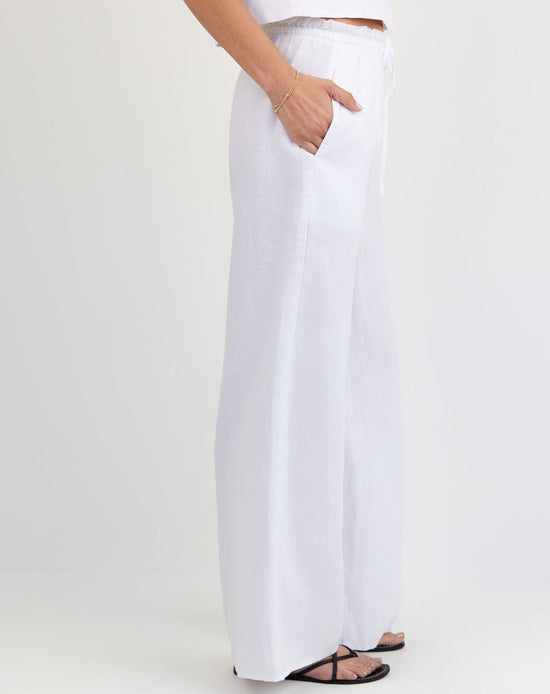 Print Your Post Ruffle Waist Wide Leg Pant - White View 2
