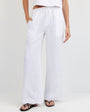 Print Your PostRuffle Waist Wide Leg Pant - WhitePants