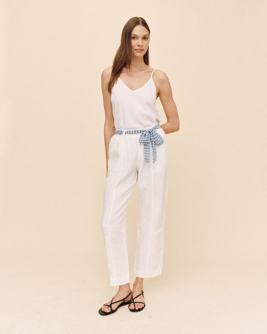 Print Your Post Seam Pant With Printed Sash - White