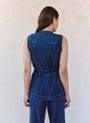 Print Your PostSeamed Belted Vest - Horizon Blue WashTops