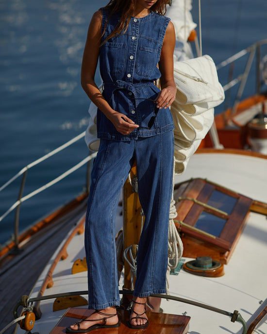 Print Your Post Seamed Soft Barrel with Elastic Back - Horizon Blue Wash