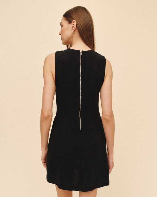 Print Your Post Seamed Zip Back Mini Dress - Black View 2