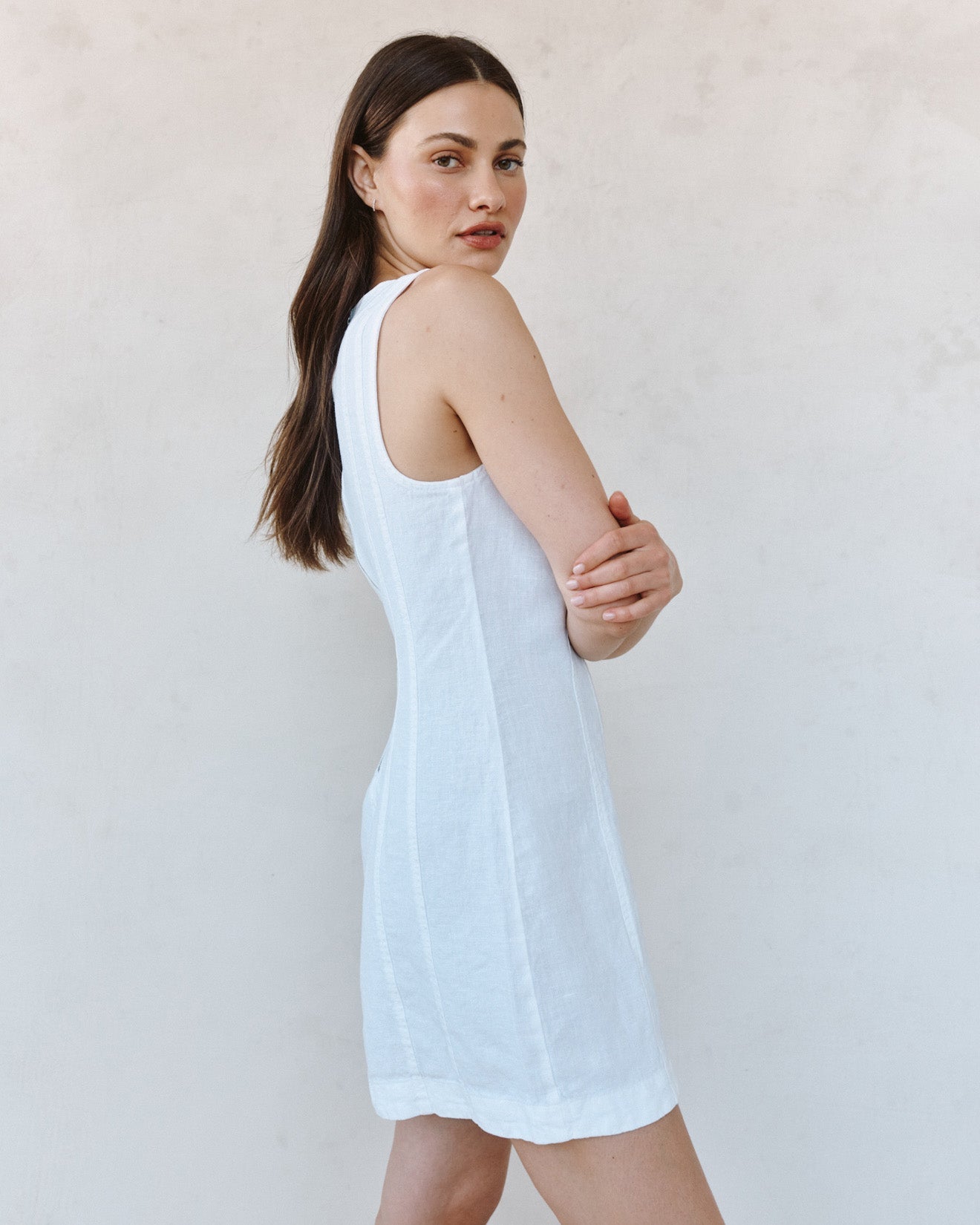 Print Your PostSeamed Zip Back Mini Dress - WhiteDresses