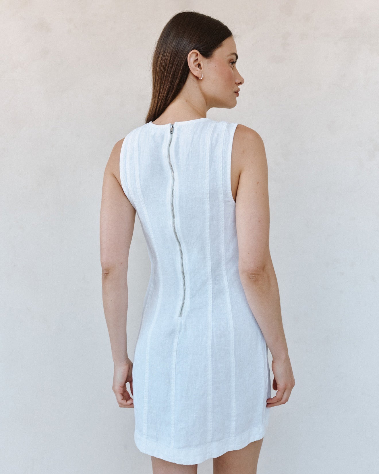 Print Your PostSeamed Zip Back Mini Dress - WhiteDresses