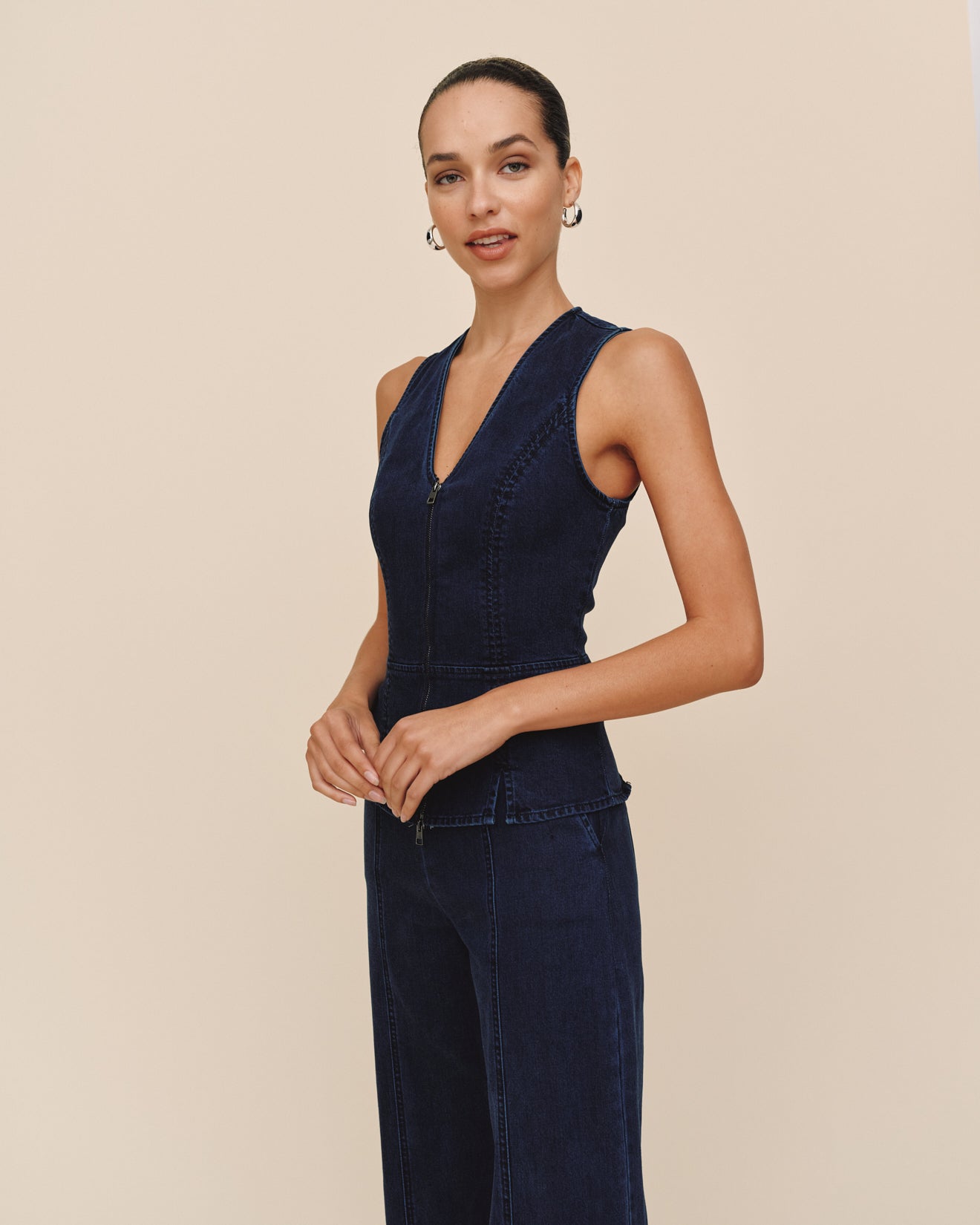 Print Your PostSeamed Zip Vest - Midnight Artic WashTops