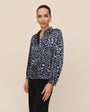 Print Your PostShirred Shoulder Button Down - Arctic Animal PrintTops