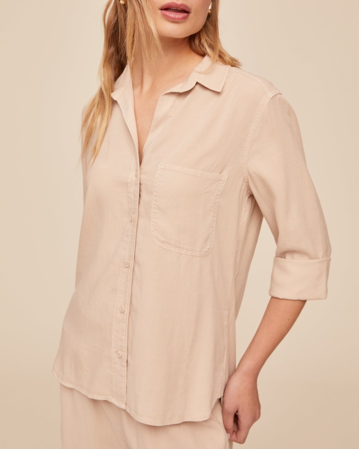 Print Your PostShirt Tail Button Down - Linen SandTops
