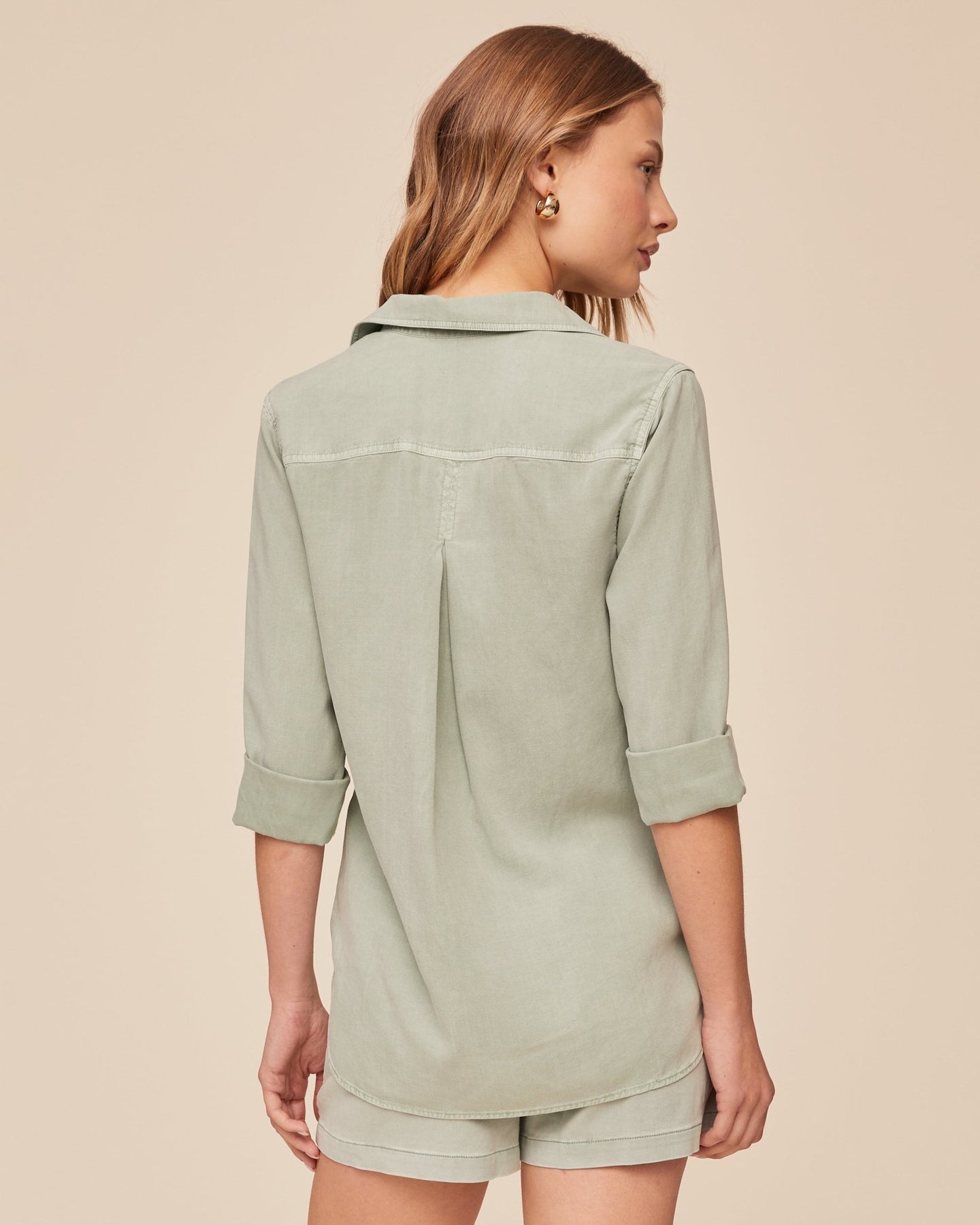 Print Your PostShirt Tail Button Down - Oasis GreenTops