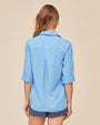 Print Your PostShirt Tail Button Down - Tidal BlueTops