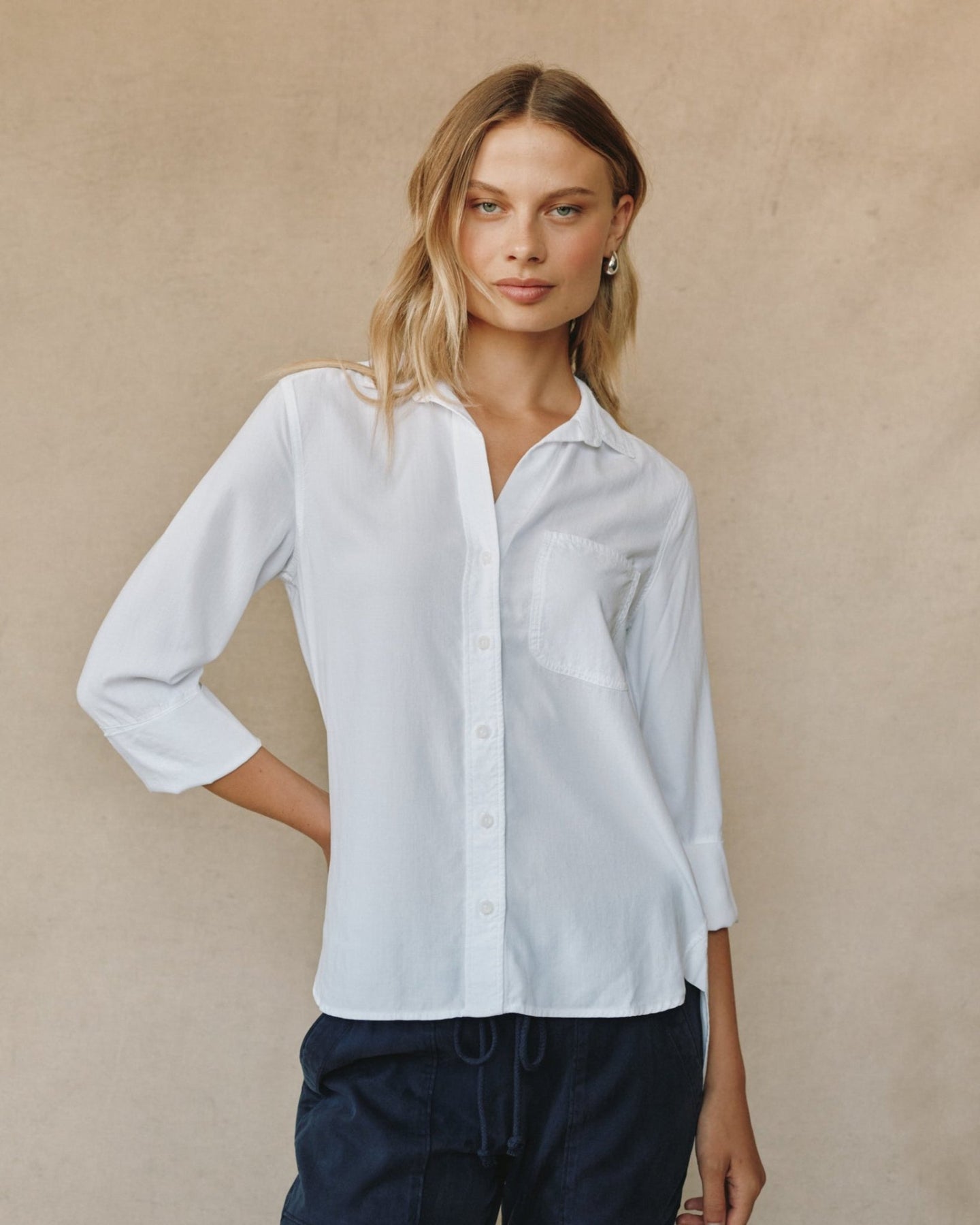 Print Your PostShirt Tail Button Down - WhiteTops