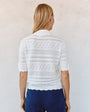 Print Your PostShort Sleeve Button Down Sweater - Ecru IvorySweaters
