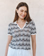 Print Your PostShort Sleeve Collar Sweater - Moonlit WavesSweaters
