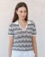 Print Your PostShort Sleeve Collar Sweater - Moonlit WavesSweaters
