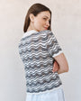 Print Your PostShort Sleeve Collar Sweater - Moonlit WavesSweaters