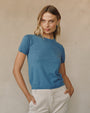 Print Your PostShort Sleeve Crew Neck Knit Top - Hudson BlueTops