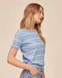 Print Your PostShort Sleeve Crew Neck Knit Top - Sailor StripeTops