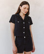 Print Your PostShort Sleeve Flap Pocket Shirt - Antique Black WashTops