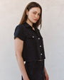 Print Your PostShort Sleeve Flap Pocket Shirt - Antique Black WashTops