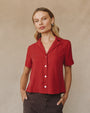 Print Your PostShort Sleeve Flowy Button Down - Ruby RedTops