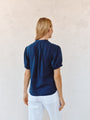 Print Your PostShort Sleeve Pintuck Shirt - Navy DuskTops