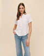 Print Your PostShort Sleeve Pocket Button Down - WhiteTops