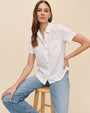 Print Your PostShort Sleeve Pocket Button Down - WhiteTops