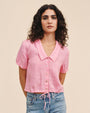 Print Your PostShort Sleeve Puritan Collar Shirt - Rose BushTops