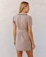 Print Your PostShort Sleeve Seamed Puritan Collar Dress - Soft DuneDresses