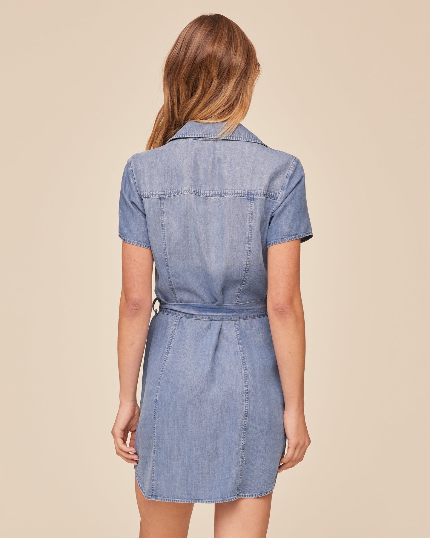 Print Your PostShort Sleeve Seamed Shirt Dress - Indigo Harbor WashDresses