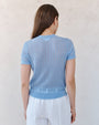 Print Your PostShort Sleeve Sweater Top - Soft BlueSweaters