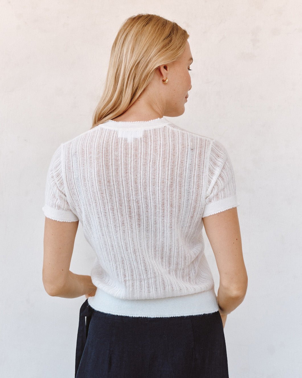 Print Your PostShort Sleeve Sweater Top - WhiteSweaters